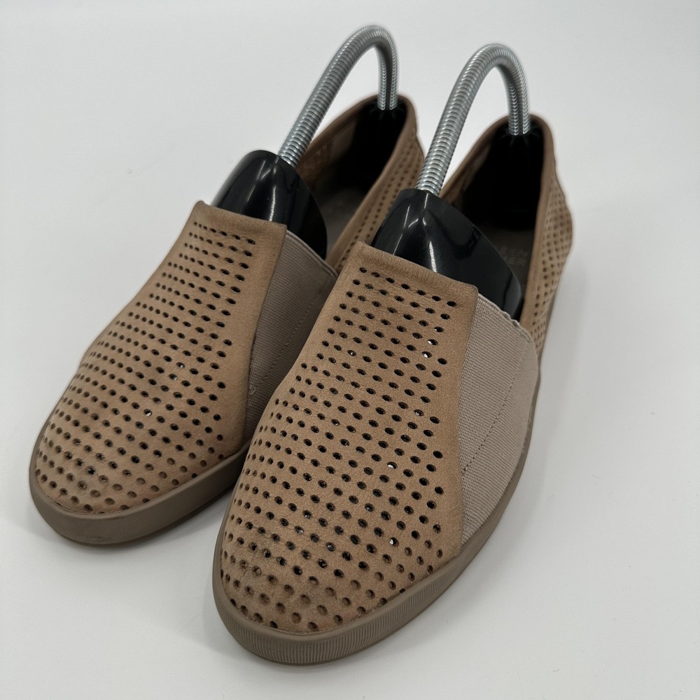 Eileen Fisher Shoes Womens Size 8.5 Taupe Perforated Slip On Comfort Sneakers